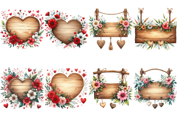 8 Valentines Day Wooden Signs Bundle: Rustic Romance for Your Projects