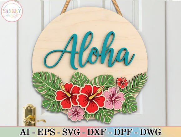 Aloha Tropical Round Sign SVG: Instant Vacation Vibes