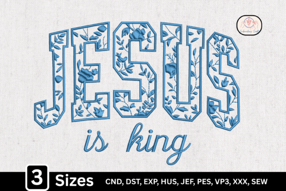 Blue Toile Floral Pattern Jesus is King: A Designer's Faithful Asset