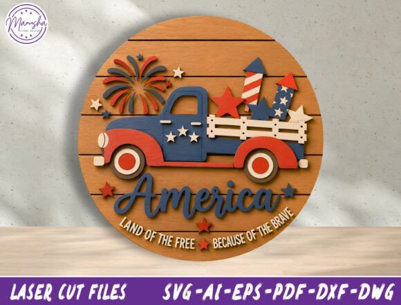 Celebrate Freedom with the Patriotic America Truck Door Sign SVG