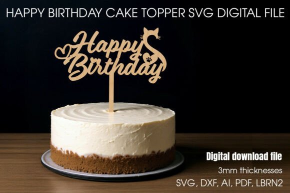 Happy Birthday Cat Topper SVG: Feline Fun for Any Celebration