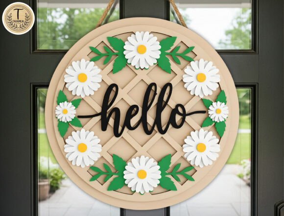 Hello Daisy Wreath Door Hanger SVG: A Premium Design Asset