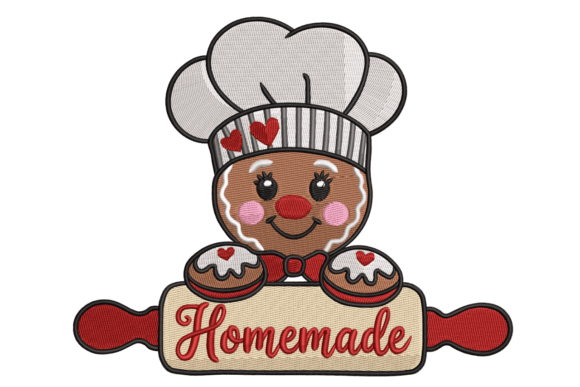 Homemade Gingerbread Chef: A Sweet Embroidery Design for Bakers