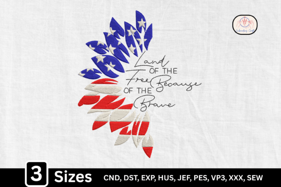 Honoring Heroes: The Land of the Free Embroidery Design
