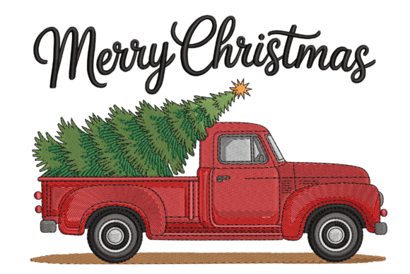 Merry Christmas Truck – Festive Holiday Embroidery Charm