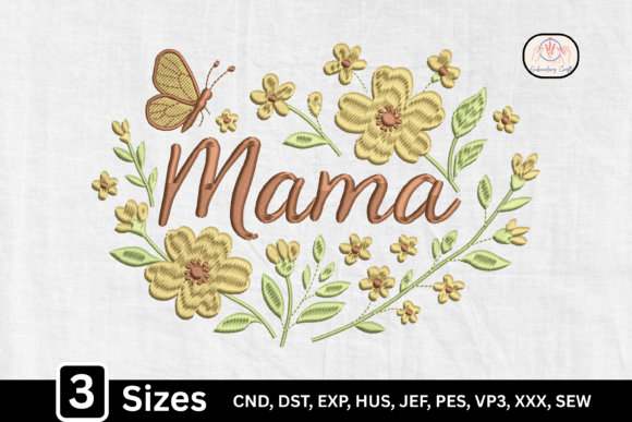 Wildflower Butterfly Floral Mama Mom: A Nature-Inspired Embroidery Design